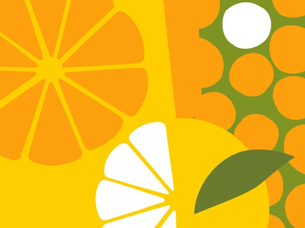 Abstraktes Fruchtdesign Flach Ausgeschnittenen Stil Orangen Und Orangenschnitte Vektorillustration — Stockvektor