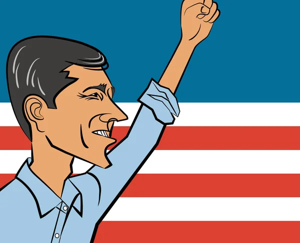 2018 일입니다 텍사스 가능한 2020 후보로 대통령 후보로 러키의 만화도 — 스톡 벡터