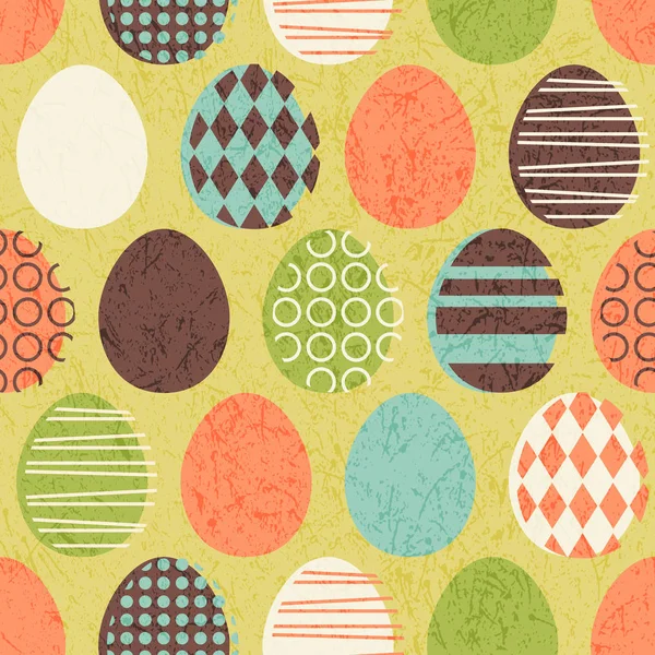 Abstract seamless retro Easter eggs pattern. Mid-century modern colors. — Stock Vector