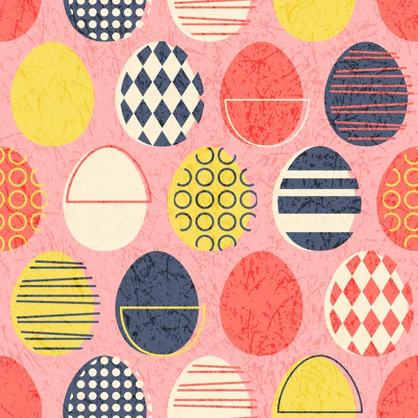 Abstract seamless retro Easter eggs pattern. Mid-century modern colors. — Stock Vector