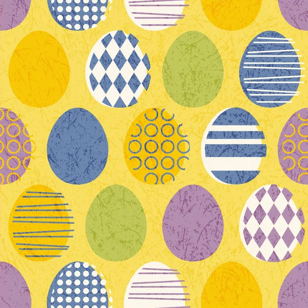 Abstract seamless retro Easter eggs pattern. Mid-century modern colors. — Stock Vector