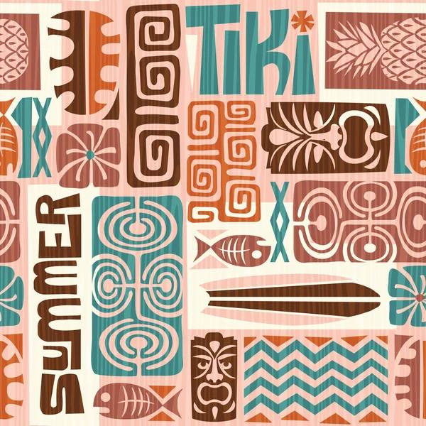 Padrão Tiki exótico sem costura. Padrão havaiano tropical . — Vetor de Stock