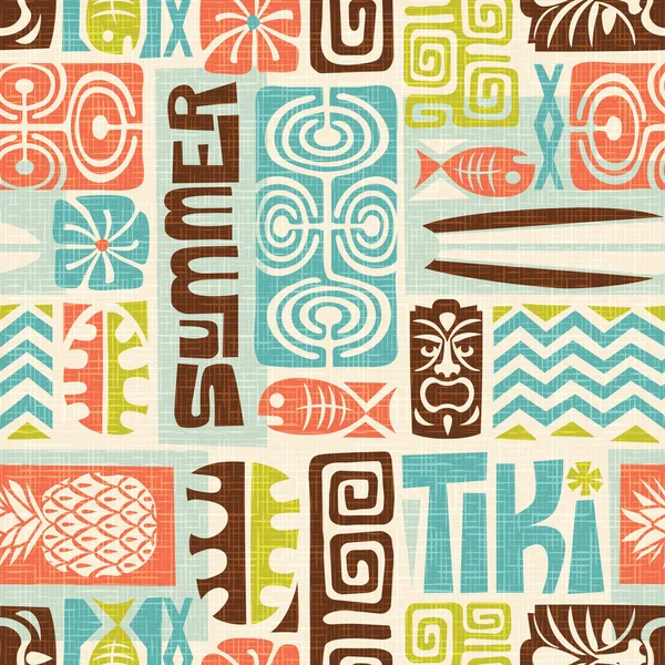 Motif Tiki exotique sans couture. Modèle hawaïen tropical . — Image vectorielle