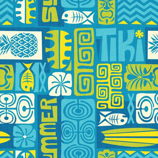 Padrão Tiki exótico sem costura. Padrão havaiano tropical . —  Vetores de Stock