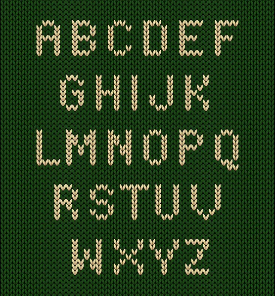 Fuente de conjunto de letras de alfabeto de punto vectorial sobre fondo verde de punto para uso en diseños artesanales y navideños . — Archivo Imágenes Vectoriales