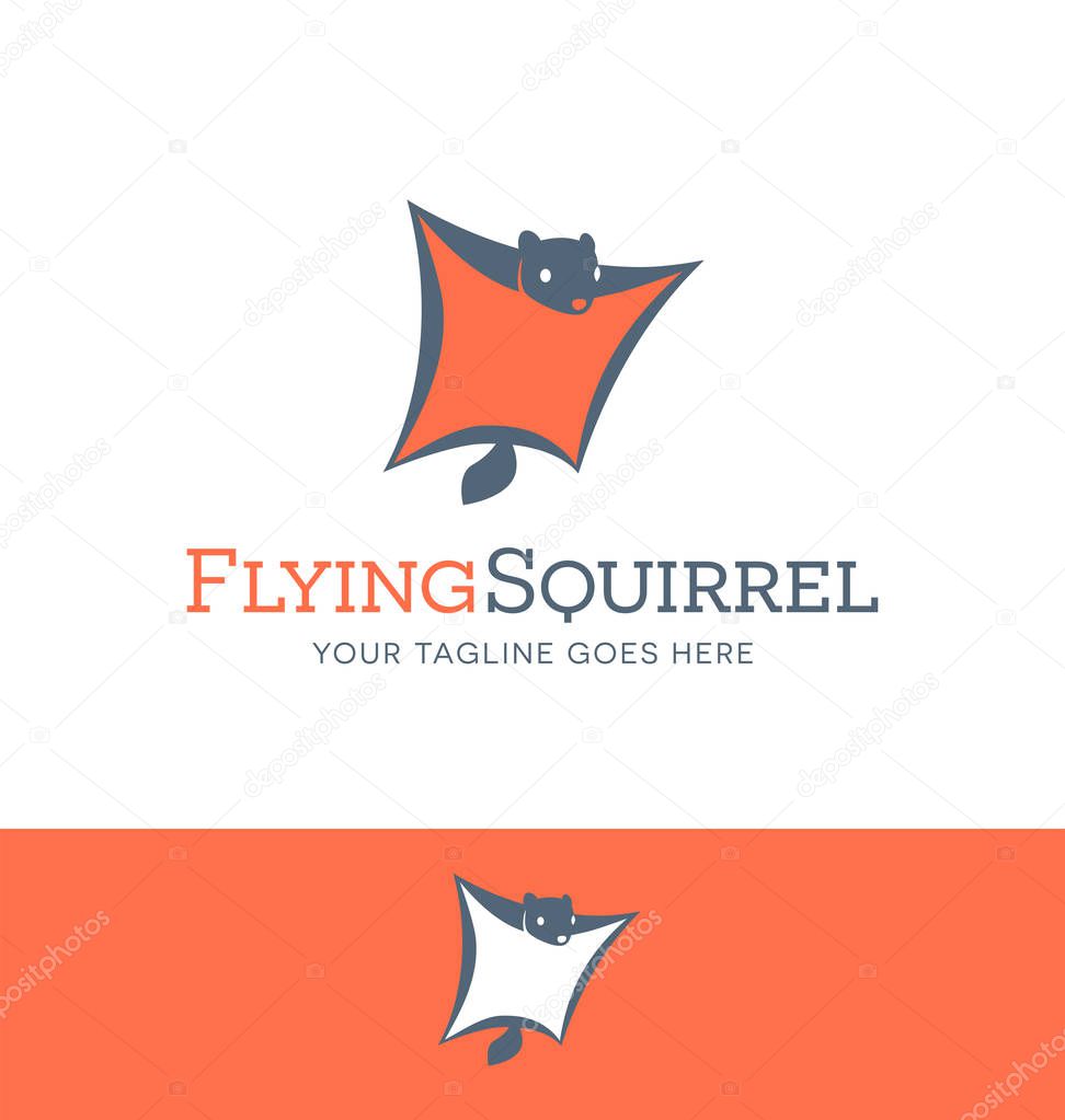 Flying squirrel logo for your creative business, shop or website