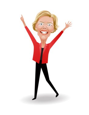 Elizabeth Warren 'ın karikatürü, 2020 ABD başkanlık seçimlerindeki demokratik başkan adayı. Vektör İllüstrasyonu.