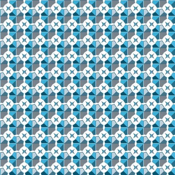 蓝色和白色几何形状的无缝图案 矢量说明 — 图库矢量图片