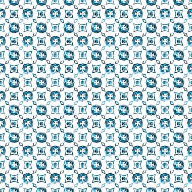 Mavi ve beyaz çiçekli kusursuz desen