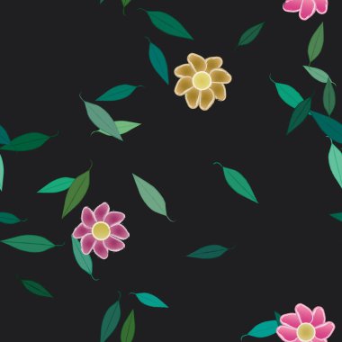 Yapraklı çiçek yapraklarının vektör çizimi, botanik arka plan