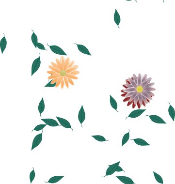 vektör çizimi, yaprakları pürüzsüz arkaplan çiçekleri