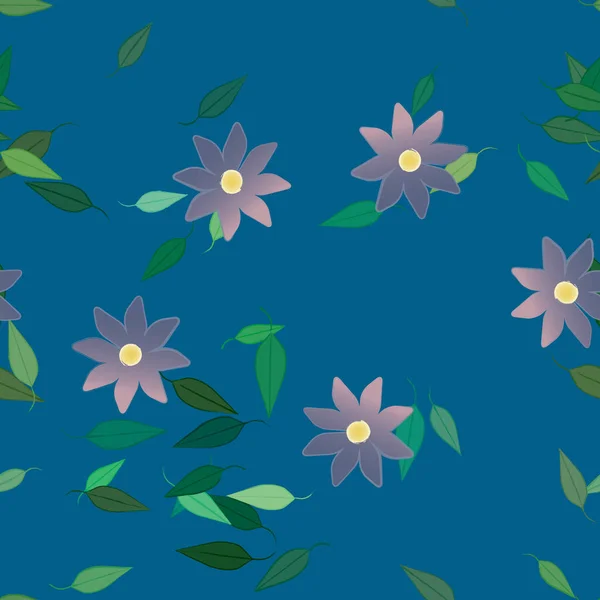 Flores Verano Pétalos Con Hojas Fondo Sin Costuras Vector Ilustración — Vector de stock