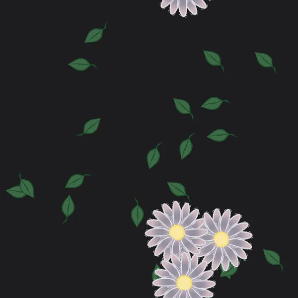 ベクターイラスト葉のシームレスな背景の花 — ストックベクタ