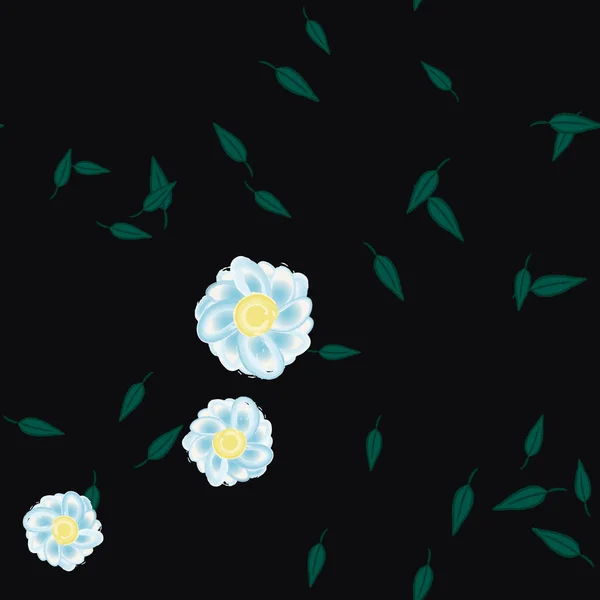 Vektor Illustration Blommor Med Blad Sömlös Bakgrund — Stock vektor