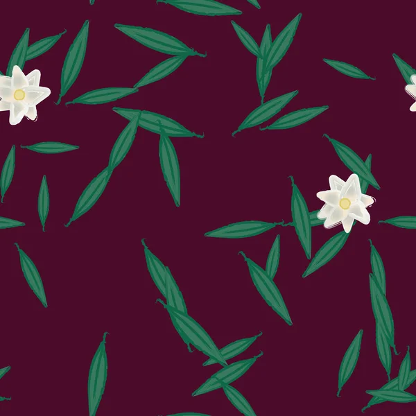 Vektor Illustration Blommor Med Blad Sömlös Bakgrund — Stock vektor