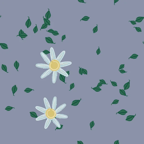 Vector Illustratie Van Zomerbloemen Bloemblaadjes Met Bladeren Botanische Achtergrond — Stockvector