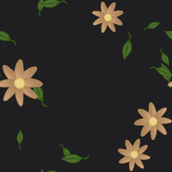 Vektor Illustration Blommor Med Blad Sömlös Bakgrund — Stock vektor
