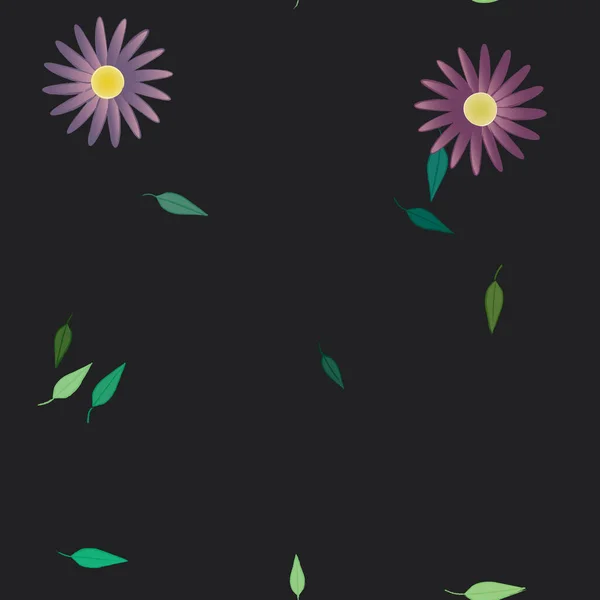 Vector Illustratie Bloemen Met Bladeren Naadloze Achtergrond — Stockvector