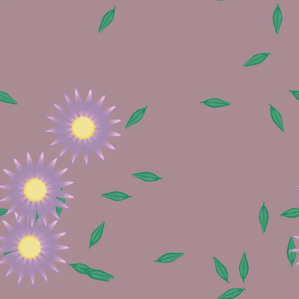 Illustration Vectorielle Fleurs Avec Feuilles Fond Sans Couture — Image vectorielle