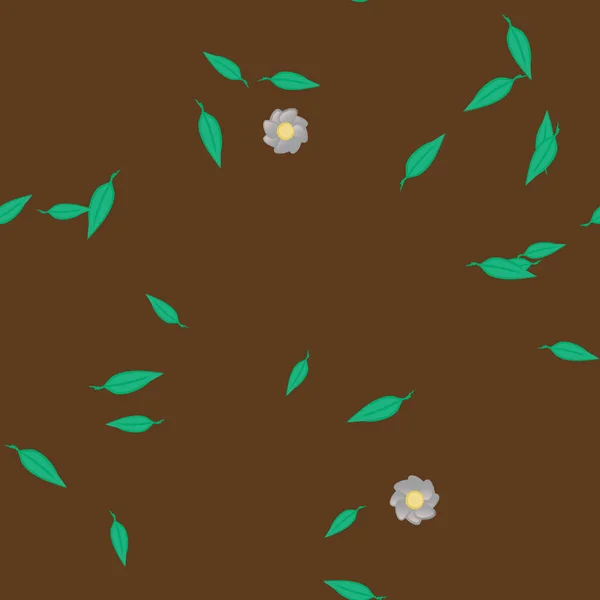 Διανυσματική Απεικόνιση Λουλούδια Φύλλα Απρόσκοπτη Φόντο — Διανυσματικό Αρχείο