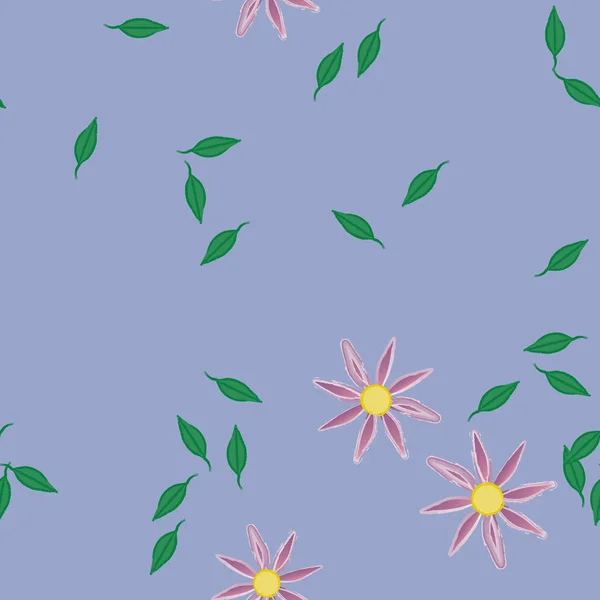 Ilustración Vectorial Flores Con Hojas Fondo Sin Costuras — Vector de stock