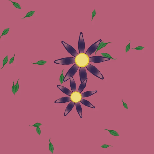 Vektorillustration Blumen Mit Blättern Nahtloser Hintergrund — Stockvektor