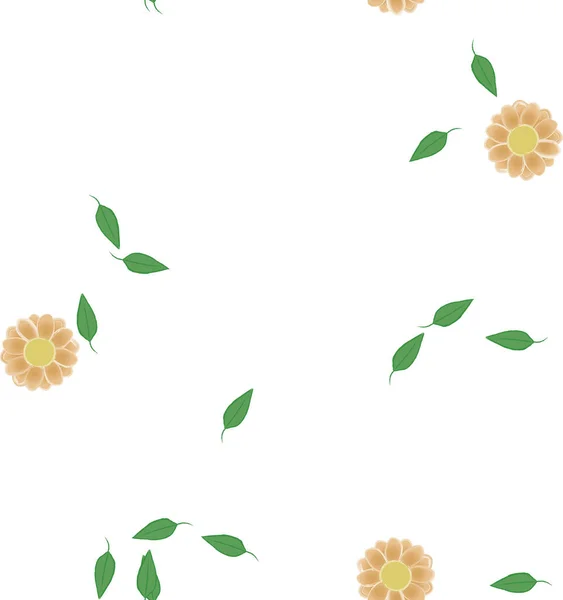 Vektorillustration Blumen Mit Blättern Nahtloser Hintergrund — Stockvektor