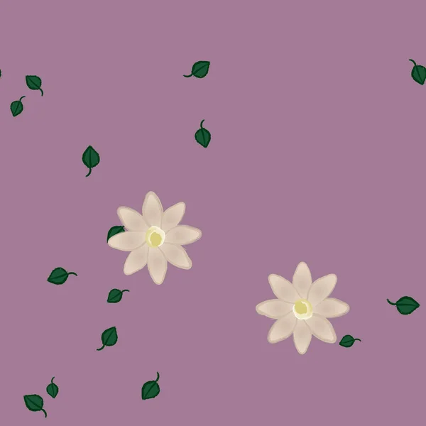 Illustration Vectorielle Fleurs Avec Feuilles Fond Sans Couture — Image vectorielle