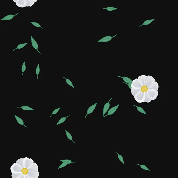 Vector Illustratie Bloemen Met Bladeren Naadloze Achtergrond — Stockvector