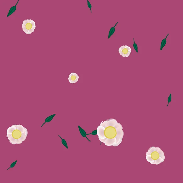 Ilustración Vectorial Flores Con Hojas Fondo Sin Costuras — Archivo Imágenes Vectoriales