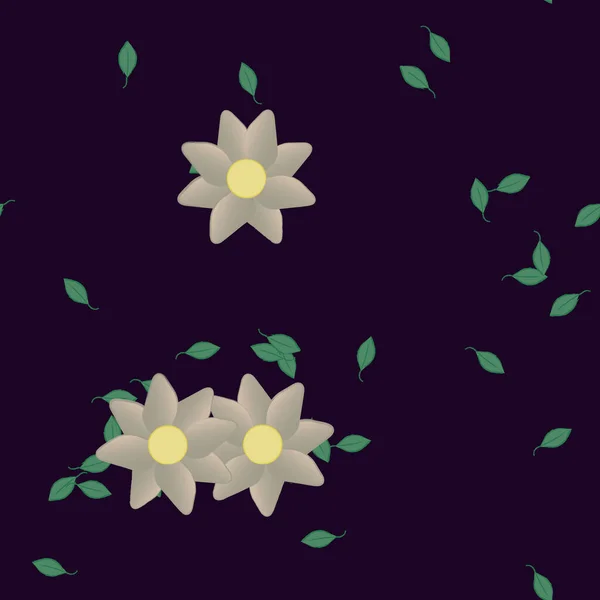 Vektor Illusztráció Virágok Levelek Zökkenőmentes Háttér — Stock Vector