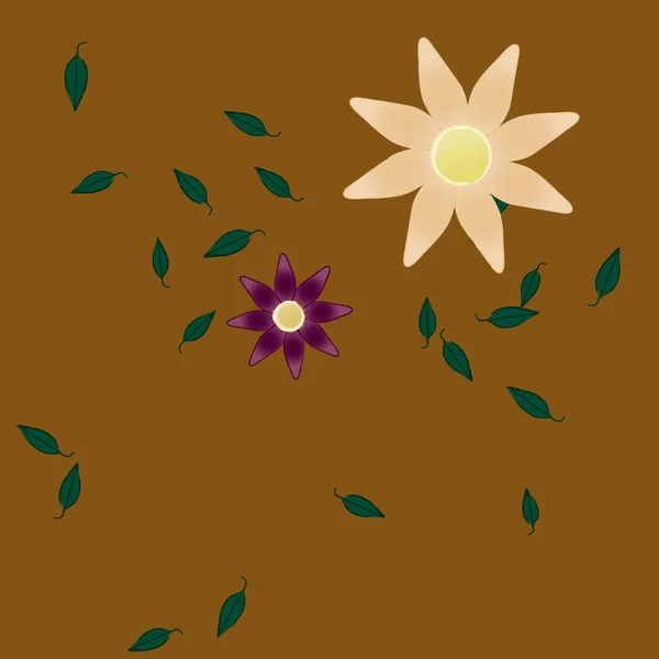 Vector Illustratie Van Zomerbloemen Bloemblaadjes Met Bladeren Botanische Achtergrond — Stockvector