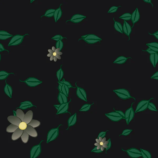 夏の花の花弁に葉 ベクトル図 — ストックベクタ