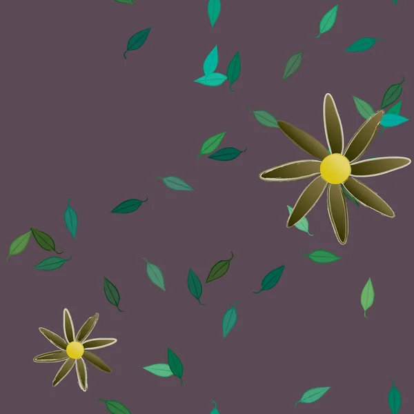 ベクターイラスト葉のシームレスな背景の花 — ストックベクタ