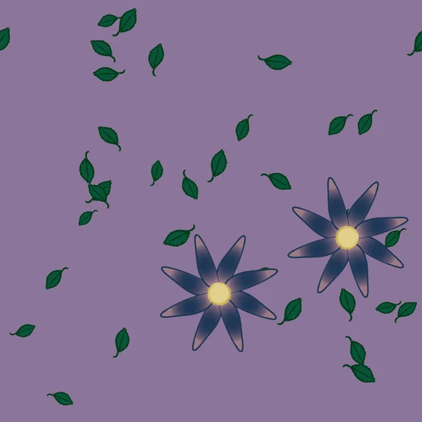 Illustration Vectorielle Fleurs Avec Feuilles Fond Sans Couture — Image vectorielle