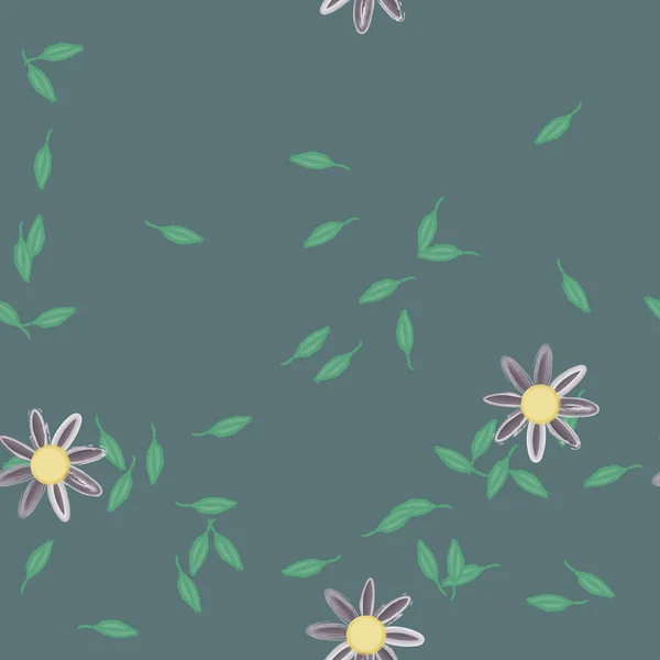 Vector Illustration Flowers Leaves Seamless Background — Stock Vector