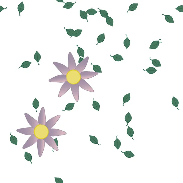 Ilustración Vectorial Flores Con Hojas Fondo Sin Costuras — Archivo Imágenes Vectoriales