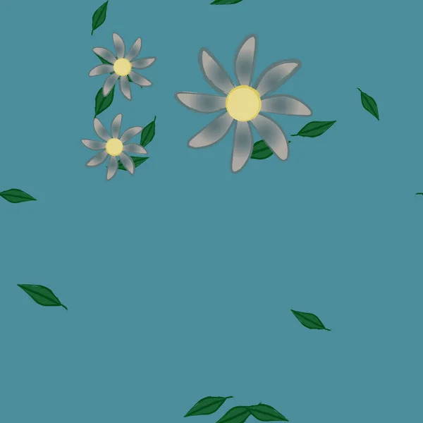 Vektorillustration Blumen Mit Blättern Nahtloser Hintergrund — Stockvektor