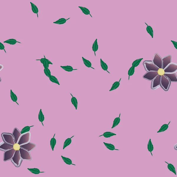 Vektor Illustration Blommor Med Blad Sömlös Bakgrund — Stock vektor