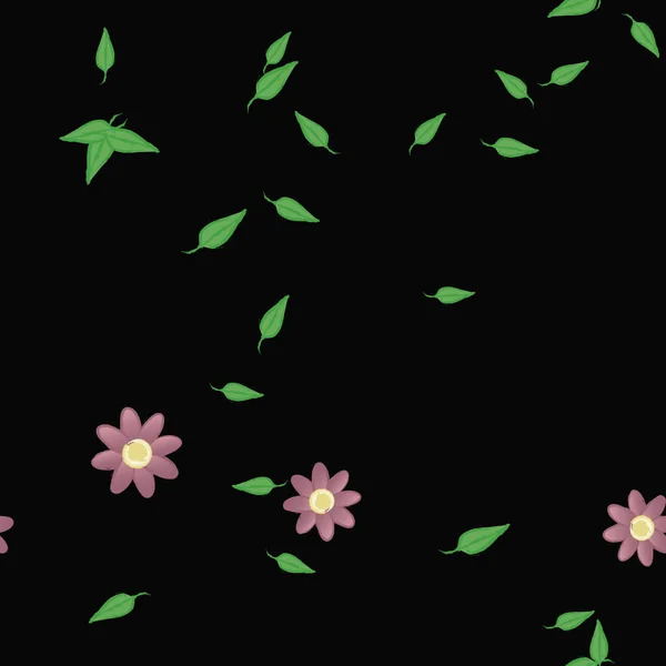 Illustration Vectorielle Fleurs Avec Feuilles Fond Sans Couture — Image vectorielle