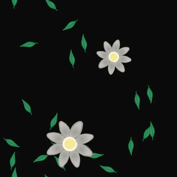 Vector Illustratie Bloemen Met Bladeren Naadloze Achtergrond — Stockvector