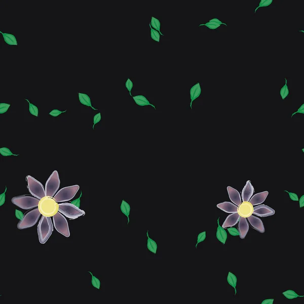 Illustration Vectorielle Fleurs Avec Feuilles Fond Sans Couture — Image vectorielle