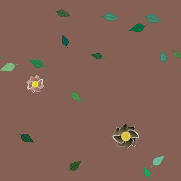 Векторна Ілюстрація Квіти Листям Безшовного Фону — стоковий вектор
