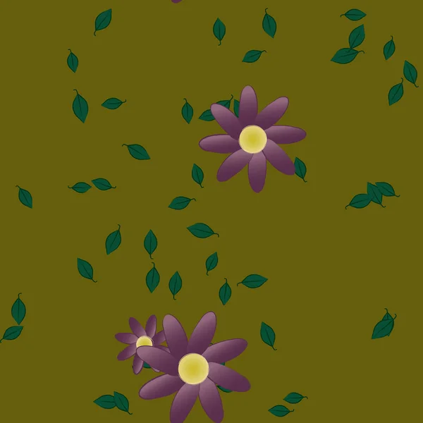 Blütenblätter Mit Blättern Nahtloser Hintergrund Vektorillustration — Stockvektor