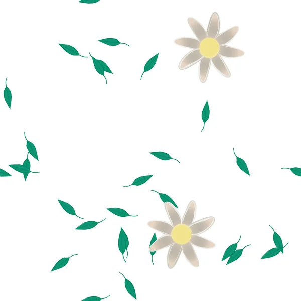 Vector Illustration Flowers Leaves Seamless Background — Stock Vector