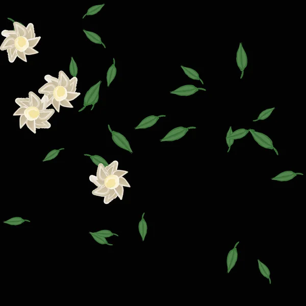 Vector Illustratie Bloemen Met Bladeren Naadloze Achtergrond — Stockvector