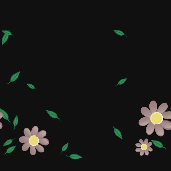 Ilustrație Vectorială Flori Frunze Fundal Fără Sudură — Vector de stoc
