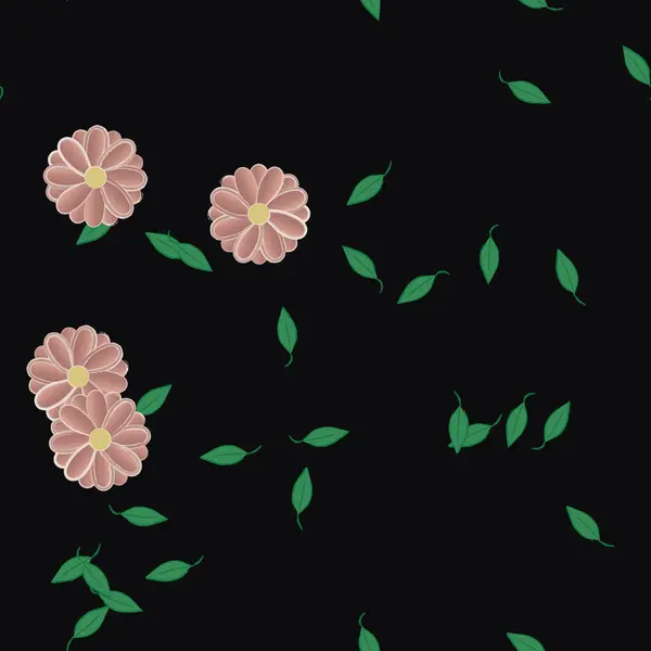 Vektor Illustration Blommor Med Blad Sömlös Bakgrund — Stock vektor