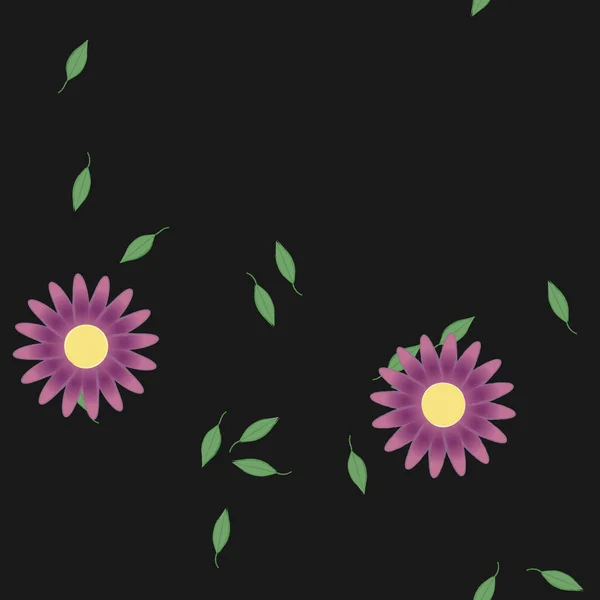 Vektorillustration Blumen Mit Blättern Nahtloser Hintergrund — Stockvektor