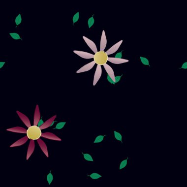 Yapraklı çiçek yapraklarının vektör çizimi, botanik arka plan